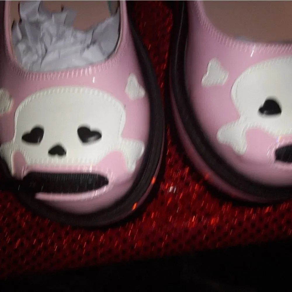 Demonia Patent Leather Candy Holographic Skull Maryjanes